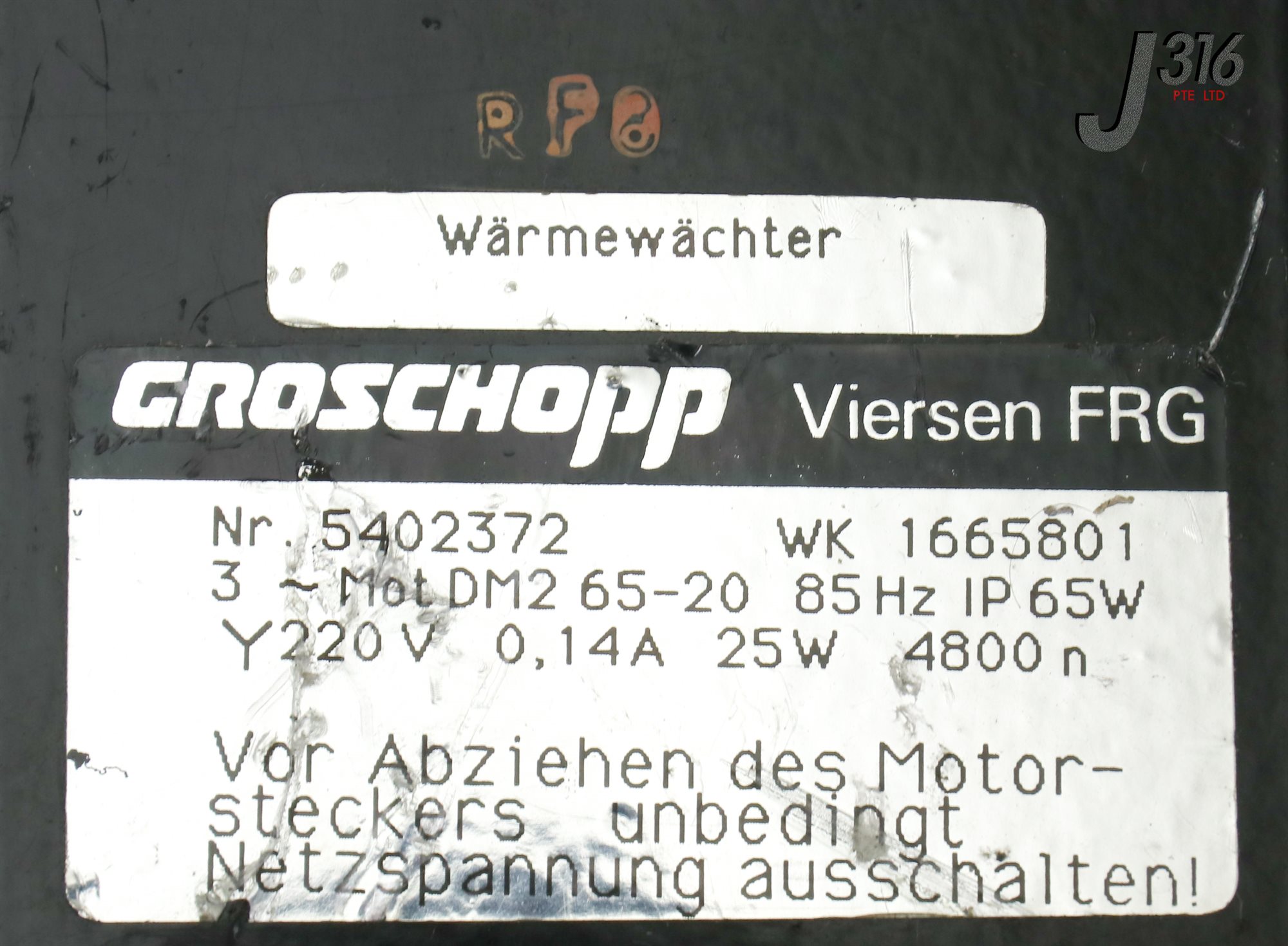 148@オーダー様へ 18961 GROSCHOPP SERVO MOTOR, 1665801 DM2 65-20 | eBay